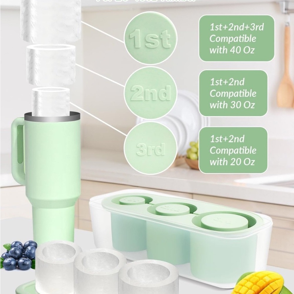 Mint Green Tumbler Ice Mold Set